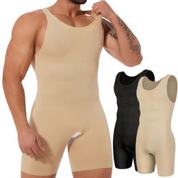 Mens Sleeveless Full Body Shaper Underwear Slimming Compression Bodysuit Breathable Tummy Control Shapewear Waist Trainer Corset 240506