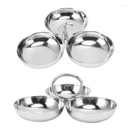Plates Unique Dish Stainless Steel Dessert Plate 3 In 1 Fruit With Divider Drop