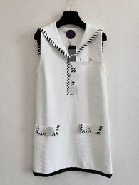 421 2024 Milan Runway Dress SPring Summer Sleeveless Dresses White Black Womens Dress Fashion High quality E468