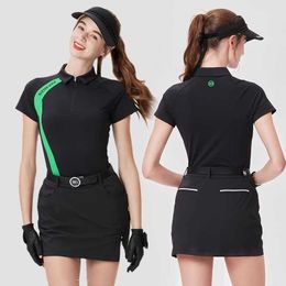 Women's Tracksuits BG Womens Tops Short Slve Lapel Breathable T-Shirt Slim Sport Polo Shirt Korean Girls High-end Skort Wear Set Y240507