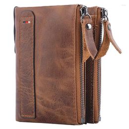 Wallets Men Genuine Cow Leather Short Card Holder Purse High Quality Male Wallet