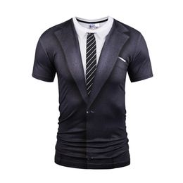 3D t men's dress wholesale Europe short short sleeved false two funny digital printing creative GIFT T-SHIRT 276D