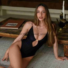 Women's Swimwear Push Up sexy womens one-piece swimsuit 2024 Brazil Monokini beach suit beaded black H240507