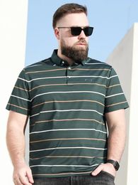Men's Hoodies Baisheng POLO Shirt Middle Aged Striped Fat Guy Short Sleeve