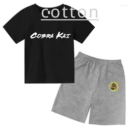 Clothing Sets Kids Cobra Kai Print Summer Short Sleeve Cotton T-shirts Shorts Pants Set 2pcs Suits 3-13 Years Boys Girls Children Clothes