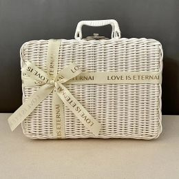 Bags Vintage Rattan Suitcase Accompanied By Handwoven Gift Box Wedding Children Outdoor Photo Props Storage Box