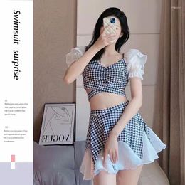 Women's Swimwear Pure Desire Korean Version Of The Thousand-bird Split Ins Wind Thin Conservative Spring Bathing Dress Beach Skirt