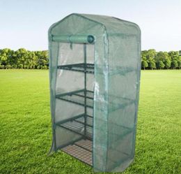 Garden Greenhouses 4 Shelves Green house Foldable Iron tube With PE mesh cloth cover Greenhouse Portable Mini Outdoor Fower House 2188439