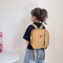 Backpacks 1 cute baby backpack for boys and girls Korean fashion cute cartoon bear toddler backpack portable mini boy backpackL240502