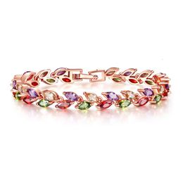 Korean Personalised Versatile Coloured Women's Fashion Jewellery Crystal Willow Leaf Bracelet