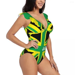 Women's Swimwear Ruffle 2024 Women Sexy One Pieces Swimsuit Female Jamaica Kingdom Flag Monokini Bathing Suit Beachwear