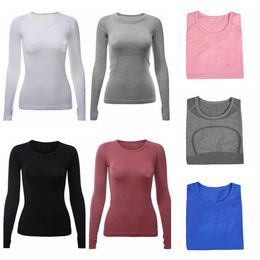 Align Women's Yoga LL short sleeve Solid Color Nude Sports Shaping Waist Tight Fitness Loose Jogging Sportswear Women's High Quality long sleeve 2024 new