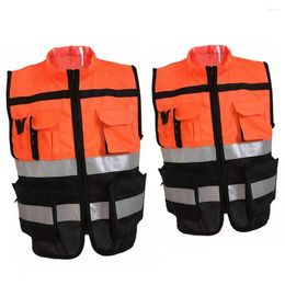 Motorcycle Apparel High Visibility Reflective Safety Vest 2 Size XXL XL Orange Black Color Night Cycling Work Clothes