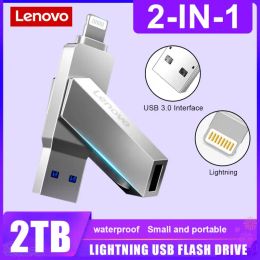 Adapter Lenovo 2TB Lightning Pen Drive USB 3.0 OTG Flash Drive For Iphone Ipad Android 1TB Pendrive 128gb 2 IN 1 Memory Stick For PC