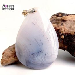 Pendant Necklaces SorcerKeeper Natural Slice Agate Charm Pendants Wholesale Lace Onyx Gem Stone Crystal Necklace For Jewelry Making RS913
