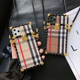 IPhone 13 square runway neutral phone case, Apple 12 leather diagonal span suitable