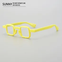 Sunglasses Frames Fashion Acetate Rectangle Yellow Glasses Vintage Optical Eyewear Reading For Women' S Pure Handmade Men Eyeglasses G2292