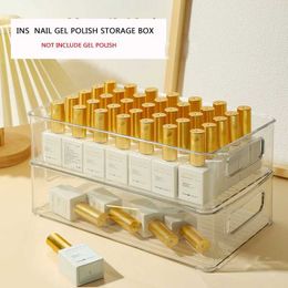 Storage Boxes Bins CHUNSHU Acrylic storage box nail tool UV gel polish drawer transparent cosmetic organizer desktop art handle 1p Q240506