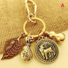 Keychains Lanyards 2022 Year Of The Tiger Pendant With Buckle Copper Gourd Keyring Key chain