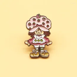 Brooches Strawberry Head Enamel Lapel Pin Collect Badge Cute Children Gift Jewelry Adorn Backpack Hat Collar