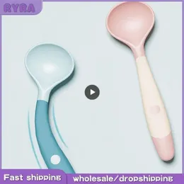 Dinnerware Sets Baby Silicone Spoon Utensils Set Auxiliary Toddler Learn To Eat Training Bendable Fork Kit Infant Children Tabe