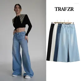 Women's Jeans ZR Baggy Y2k Harajuku Fashion Pant Low Rise Waist Oversize Wide In Pants Flared Denim Woman Trousers