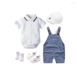 Clothing Sets Baby Boys Formal Wear Clothes With Hat Gentleman Suit Shirt Romper Cotton Dress Jumpsuit Bow Tie Outfit Wedding Set Po Shoot