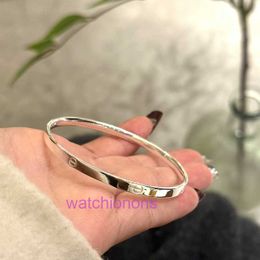 Cartter 1to1 Original Luxury Bangle Pure Silver Bracelet Womens Fashion and High Sense Closed Student 999 Foot As a Gift for Girlfriend with Logo Box