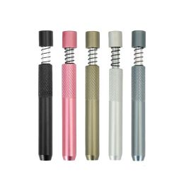 Smoke Shop Portable Metal Pipes One Hitter Bat Spring Pipe 78MM Aluminum Snuff Snorter Tube Cigarette Dugout Tobacco Herb Pipes Bong