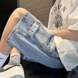 Y2k Fashion Summer Loose Casual Pants American Retro Five Division Jeans Shorts Male Ins Hong Kong Wind Goth High Street Trend 240426