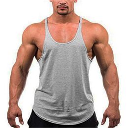 Men's Tank Tops Muscle Guys Gym Clothing Bodybuilding Stringer Tank Top Men Cotton Vest Y Back Slveless Shirt Sports Singlets Workout Tanktop Y240507