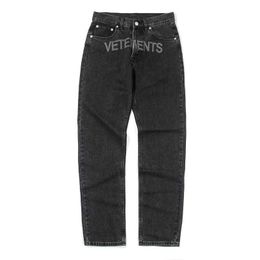 Men's Jeans Vetements Jeans Men Jeans Real s High Quality Men Women Survetements Designer Jeans Fashion Pants Embroidered Lettered Straight Leg Pants 292vepe