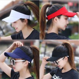 Cappelli da sole estivi uomini donne in cotone Visor protezione UV Top vuota Solido Sport Tennis Golf Cancella solare Baseball Cap da baseball