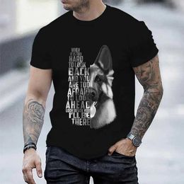 Men's T-Shirts Casual T-Shirt for Men German Shepherd Printed Short Slve T-Shirt German Shepherd Black and White Mens T Shirt Fashion Clothes T240506