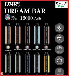 Original DBR dream Bar 18000 Puff E-shisha Digital Disposable Vapes DTL Device Pro Max 18K E Cigarette Desechable Vape with Battery Liquid Indicator versus Al fakher