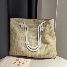 Drawstring Large Capacity Weave Tote Summer Beach Straw Handbag Fashion Design Female Bohemian Shoulder Bag For Women Ladies Travel