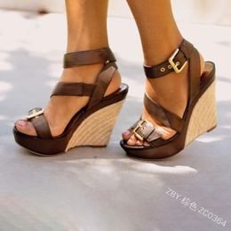Comfort Shoes for Women Black Platform Sandals Buckle Summer Heels Large Size Clogs Wedge Suit Female Beige Espadrilles Velvet 240425