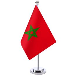 Accessories 14x21cm Office Desk Flag Of Morocco Banner Boardroom Table Stand Pole The Moroccan Cabinet Flag Set Meeting Room Decor