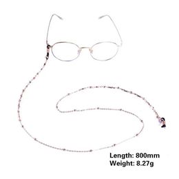 Eyeglasses chains SKYRIM White Crystal Beaded Sunglasses Chain Women Gold Color Lanyard Strap Necklace Anti-slip Eyeglass Cord Rope for Glasses