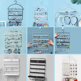 Jewellery Stand Iron earrings Jewellery rack hole hook wall necklace Organiser earring display high-capacity storage Q240506