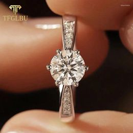 Cluster Rings TFGLBU 0.5/1/2/3CT Glassic 6 Moissanite S925 Sterling Sliver Ring For Woman Sparking Proposal Band Gift GRA Jewellery