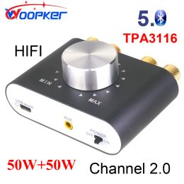 Amplifier Woopker Mini Digital Amplifier X24 Max 100W Bluetooth 5.0 TPA3116 HiFi 2.0 Channel Stereo Audio Power AMP for Home Car