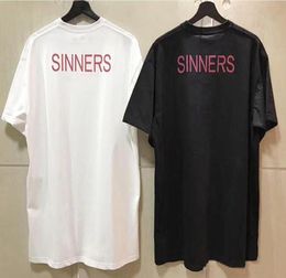 18ss Fashion High Quality Letter Printing Men Women Sinners Golden Print T Shirt Casual Cotton Tee Top4789405