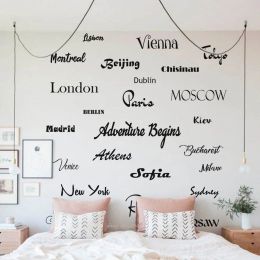 Stickers Travel Wall Decal City Name Wall Decals Office wall sticker Country Capital Vinyl Mural For Home Bedroom Adventure stickers N188