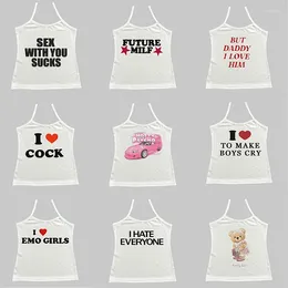Women's Tanks A Variety Of Styles Y2k Print Tank Top Sleeveless Punk Crop Vintage Cool Girl Gothic Fairycore Sexy Corset Suspenders