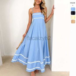 Designer Dress 2024 Summer Strap Low Square Neck Layered Flowing Beach Vacation Party Long Dress Plus size Dresses