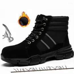 Boots Work Safety Shoes Steel Toe Men Winter Warm Protective Non Slip Anti Smashing Puncture Proof Indestructible