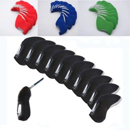 10pcs Golf Club Iron Head Protector Covers Set Putter Protective Cover Accessories 4 Colours 240428