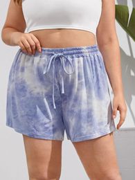 Plus Size Summer Loose Casual Short Tie Dye Drawstring Waist High Stretch Lounge Shorts Female Large 5XL 6XL 240420