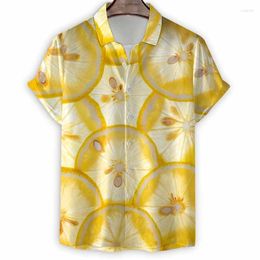 Men's Casual Shirts Fruit 3d Print Lemon Carambola Tomato Shirt Men Summer Vacation Hawaiian Tops Street Beach Oversized Lapel Button Blouse